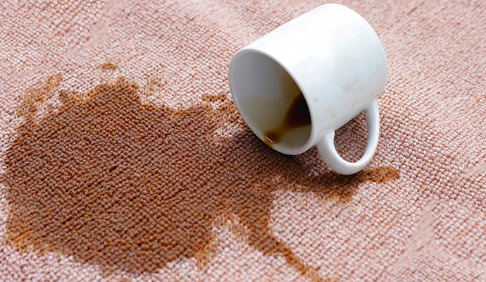 Spilled coffee on carpet