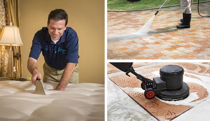 Collage of professional matterss cleaning, pressure washing and rug cleaning service