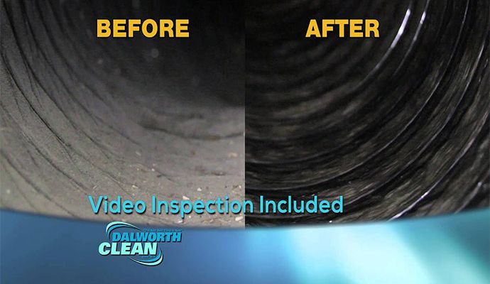 Before and after air duct cleaning